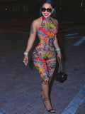 Weird Puss Colorful Print Romper Women Halter Bandage Summer Sexy Hipster Backless Activity Workout Fit Tight Stretch Playsuits - T&NLIFESTYLE Weird Puss Colorful Print Romper Women Halter Bandage Summer Sexy Hipster Backless Activity Workout Fit Tight Stretch Playsuits