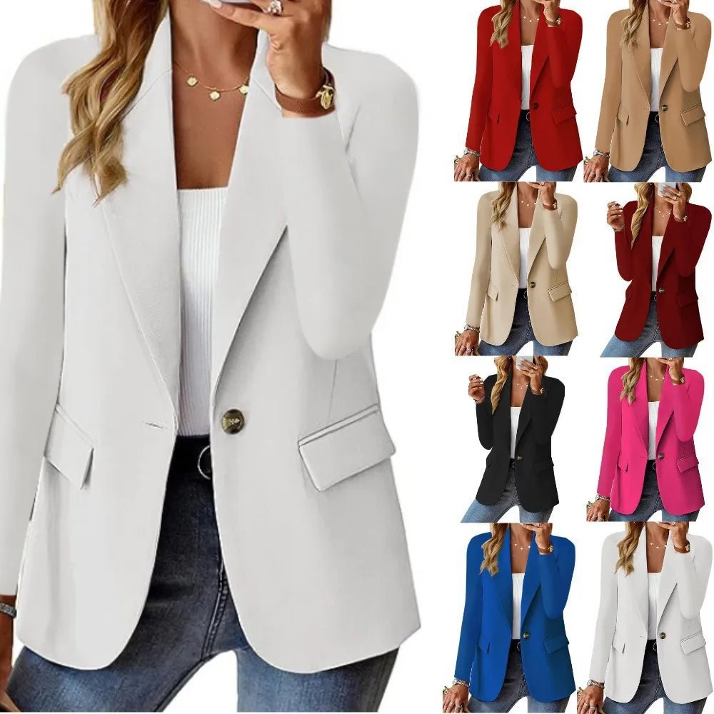Women OL Blazer Spring Autumn Female One Button Long Sleeve Solid Slim Workwear Business Blazer Coats OUFY - 3008 - T&NLIFESTYLE Women OL Blazer Spring Autumn Female One Button Long Sleeve Solid Slim Workwear Business Blazer Coats OUFY - 3008