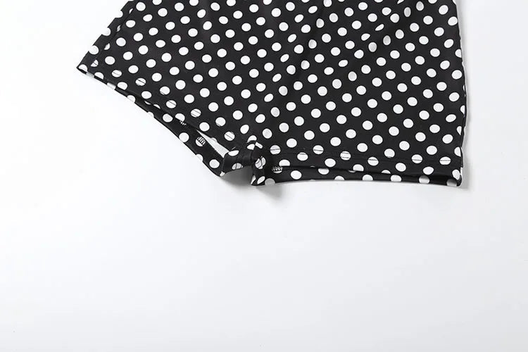 Cutenew Polka Dots Print Playsuit Woman Halter Backless Patchwork Skinny 2026 Summer Trend Street Sexy Skinny Stretch Rompers - T&NLIFESTYLE Cutenew Polka Dots Print Playsuit Woman Halter Backless Patchwork Skinny 2026 Summer Trend Street Sexy Skinny Stretch Rompers