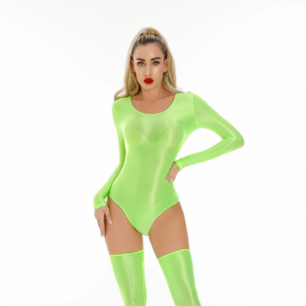 Sexy Women Candy Color High Cut Bodysuit Elastic Dance Tights Smooth Longsleeve Yoga Shapping Leotard One Pieces Thong - T&NLIFESTYLE Sexy Women Candy Color High Cut Bodysuit Elastic Dance Tights Smooth Longsleeve Yoga Shapping Leotard One Pieces Thong