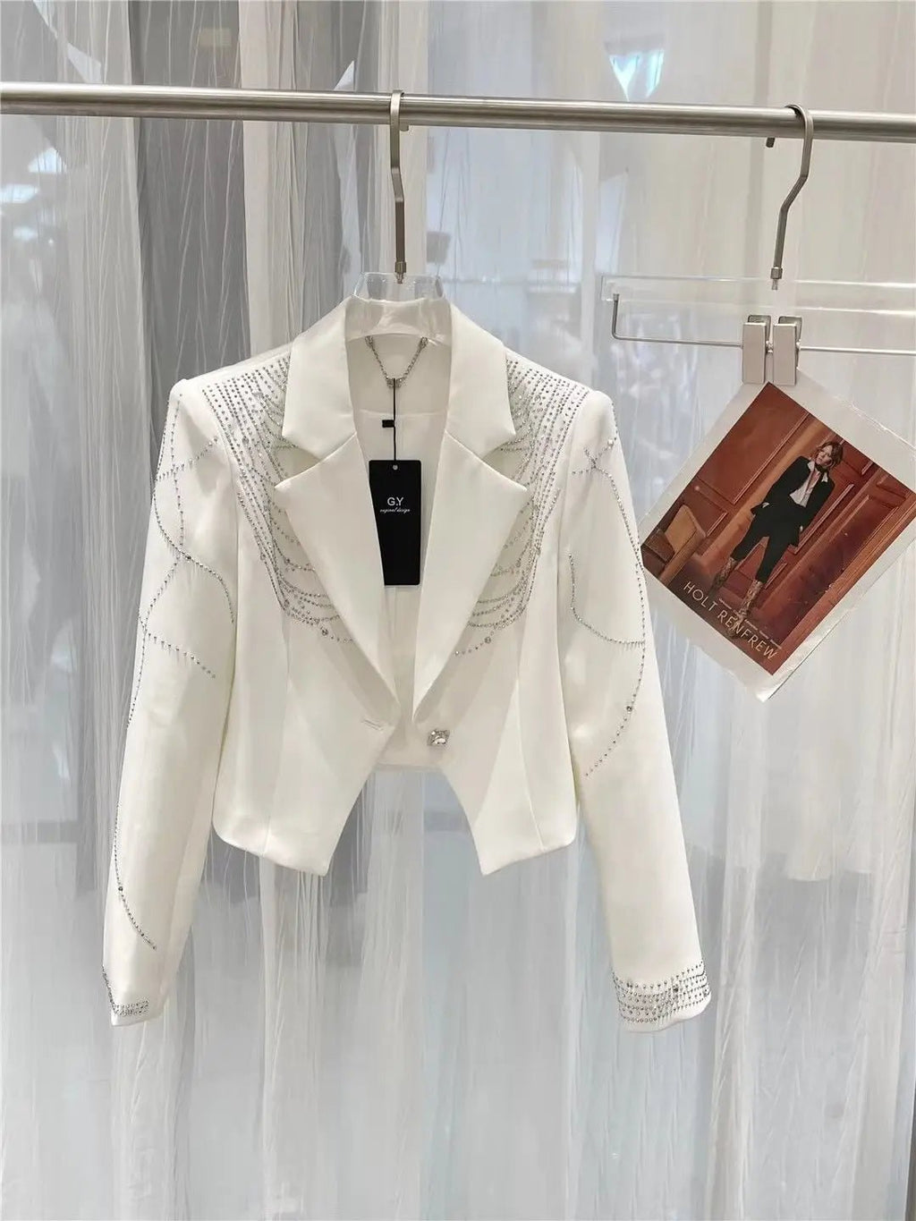Women Diamonds Beaded Drilling Suit Jacket Rhinestones Sequined Blazer Coat OL Turn Down Collar Slimming Crystal Cardigan Tops - T&NLIFESTYLE Women Diamonds Beaded Drilling Suit Jacket Rhinestones Sequined Blazer Coat OL Turn Down Collar Slimming Crystal Cardigan Tops