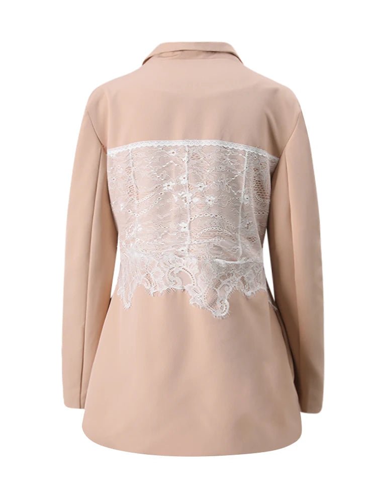 DEAT Fashion White Lace Patchwork Blazer Women's Notched Collar Slim Fit Long Sleeves Single Breasted Suit Jacket New Tide - T&NLIFESTYLE DEAT Fashion White Lace Patchwork Blazer Women's Notched Collar Slim Fit Long Sleeves Single Breasted Suit Jacket New Tide
