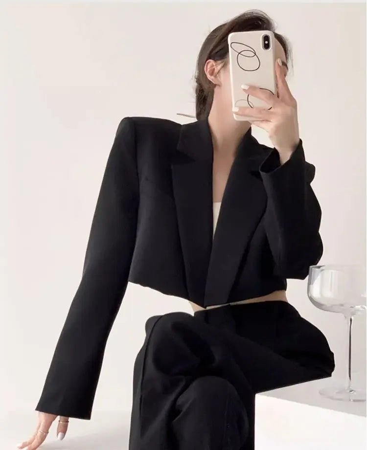 Fashion Women Short Blazer White Basic Jackets Top Elegant Solid Long Sleeve Open Front Coats Casual Short Outwear Office Coat - T&NLIFESTYLE Fashion Women Short Blazer White Basic Jackets Top Elegant Solid Long Sleeve Open Front Coats Casual Short Outwear Office Coat