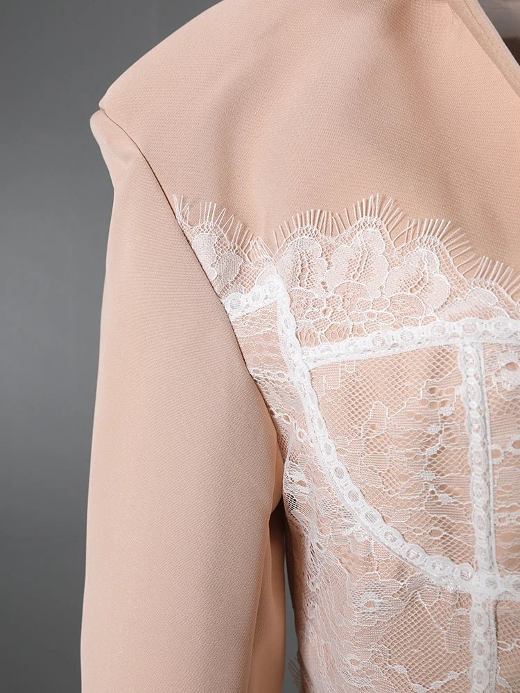 DEAT Fashion White Lace Patchwork Blazer Women's Notched Collar Slim Fit Long Sleeves Single Breasted Suit Jacket New Tide - T&NLIFESTYLE DEAT Fashion White Lace Patchwork Blazer Women's Notched Collar Slim Fit Long Sleeves Single Breasted Suit Jacket New Tide