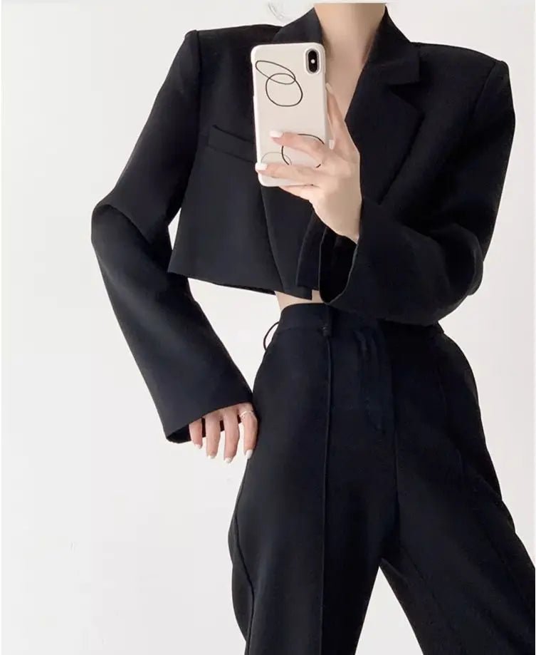 Fashion Women Short Blazer White Basic Jackets Top Elegant Solid Long Sleeve Open Front Coats Casual Short Outwear Office Coat - T&NLIFESTYLE Fashion Women Short Blazer White Basic Jackets Top Elegant Solid Long Sleeve Open Front Coats Casual Short Outwear Office Coat