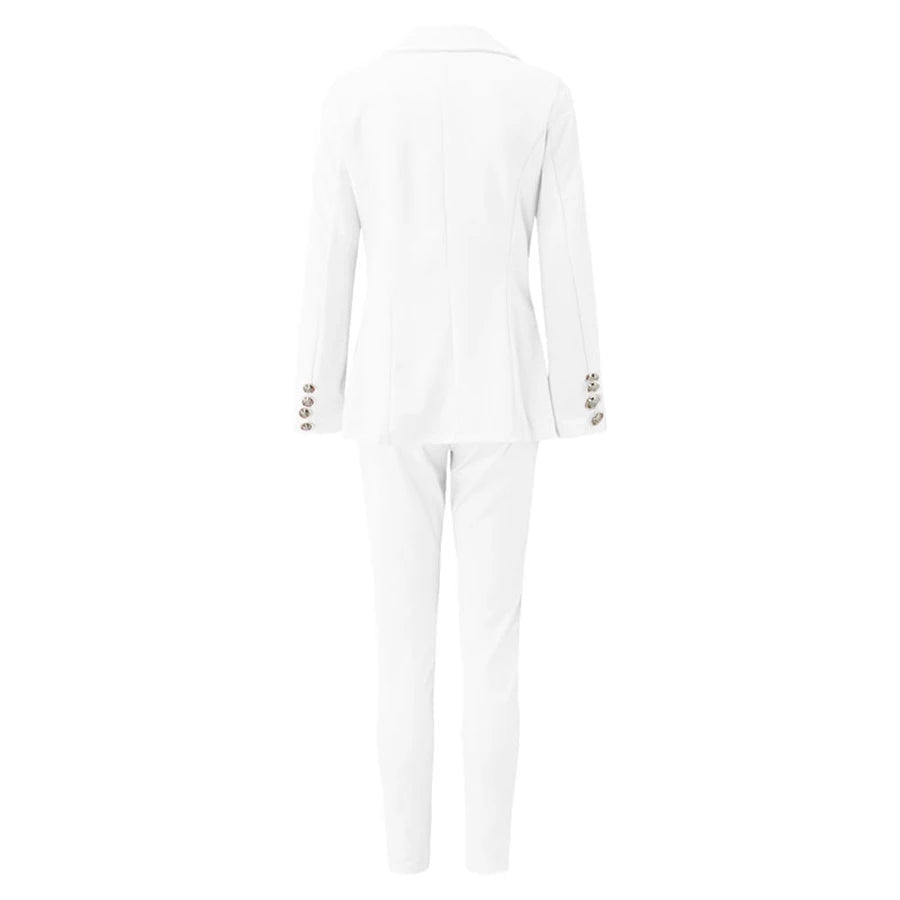 2023 Large Size Autumn/Winter Women's Sexy Single - breasted Solid Color Small Suit Casual Office Wear Elegant Short Coat 2pcs Set - T&NLIFESTYLE 2023 Large Size Autumn/Winter Women's Sexy Single - breasted Solid Color Small Suit Casual Office Wear Elegant Short Coat 2pcs Set