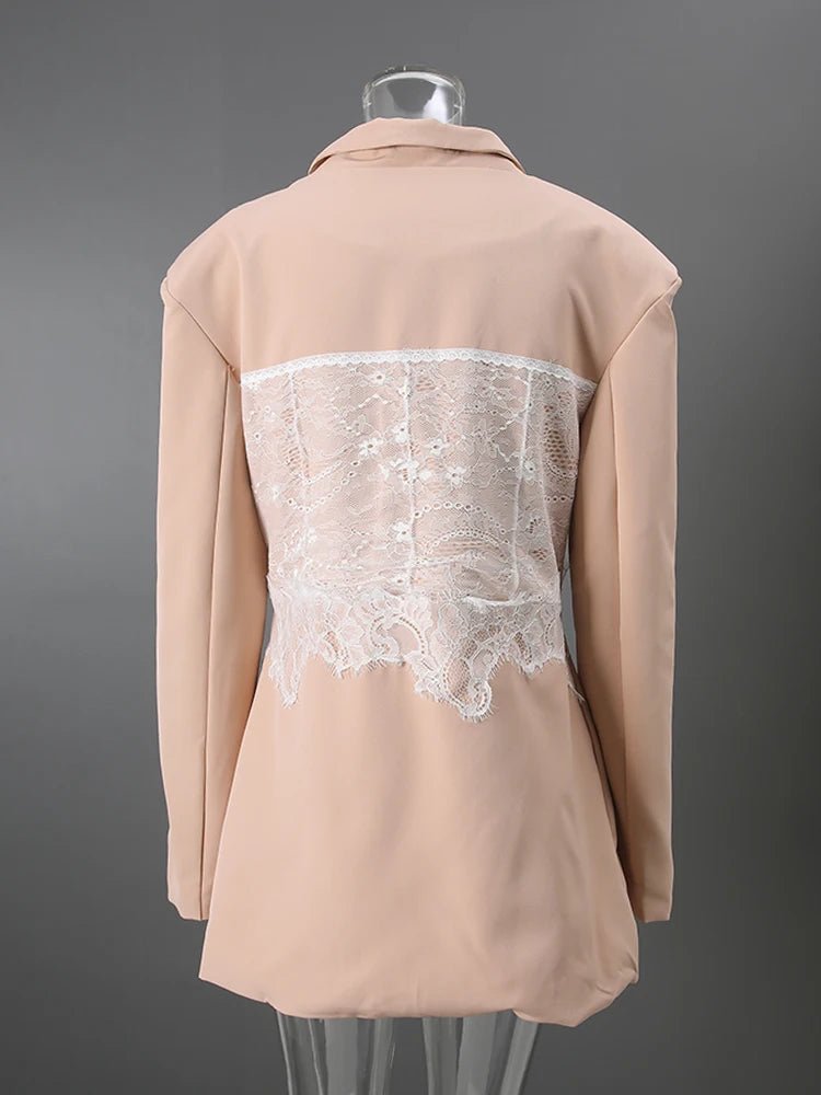 DEAT Fashion White Lace Patchwork Blazer Women's Notched Collar Slim Fit Long Sleeves Single Breasted Suit Jacket New Tide - T&NLIFESTYLE DEAT Fashion White Lace Patchwork Blazer Women's Notched Collar Slim Fit Long Sleeves Single Breasted Suit Jacket New Tide