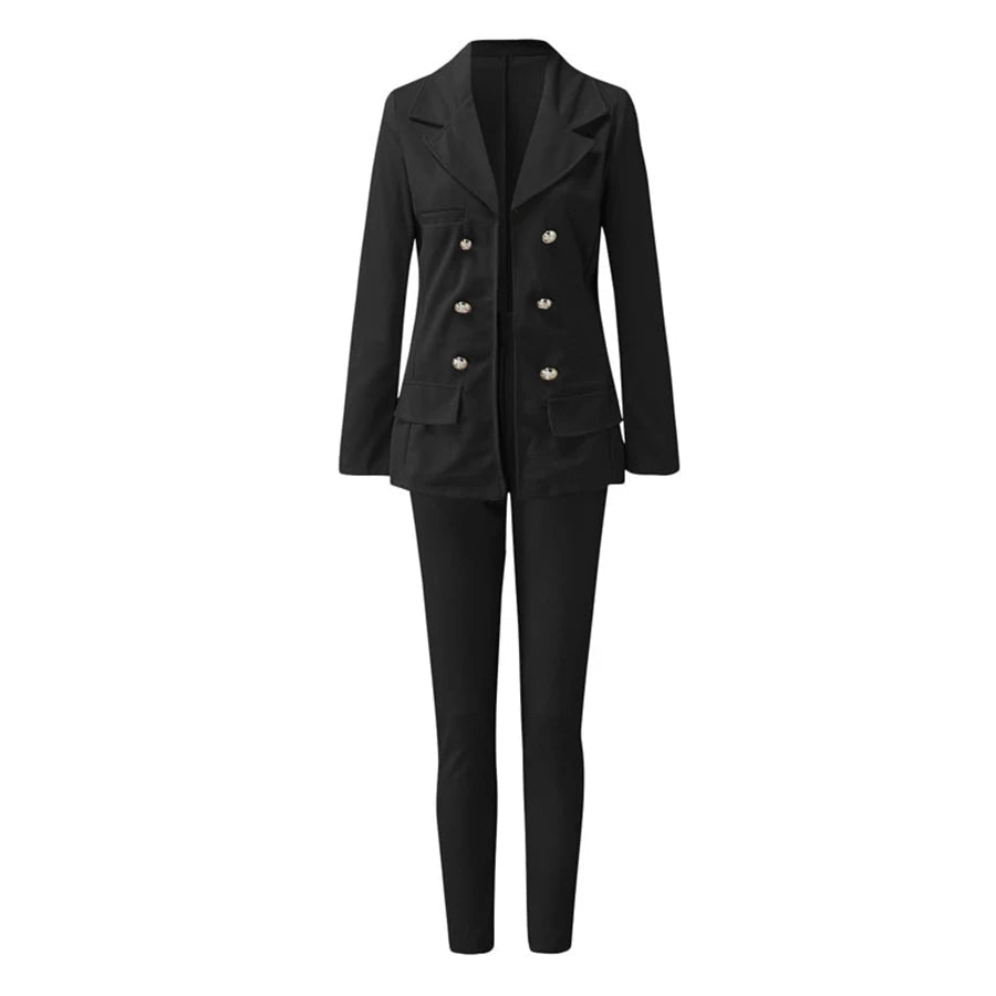 2023 Large Size Autumn/Winter Women's Sexy Single - breasted Solid Color Small Suit Casual Office Wear Elegant Short Coat 2pcs Set - T&NLIFESTYLE 2023 Large Size Autumn/Winter Women's Sexy Single - breasted Solid Color Small Suit Casual Office Wear Elegant Short Coat 2pcs Set