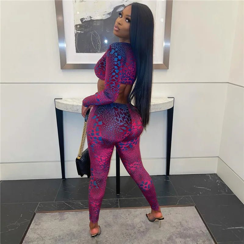 Sexy Hollow Out Rompers Womens Jumpsuit Long Sleeve Snakeskin Printed Club Wear Skinny Slim Party Jumpsuits Bodycon Overalls - T&NLIFESTYLE Sexy Hollow Out Rompers Womens Jumpsuit Long Sleeve Snakeskin Printed Club Wear Skinny Slim Party Jumpsuits Bodycon Overalls