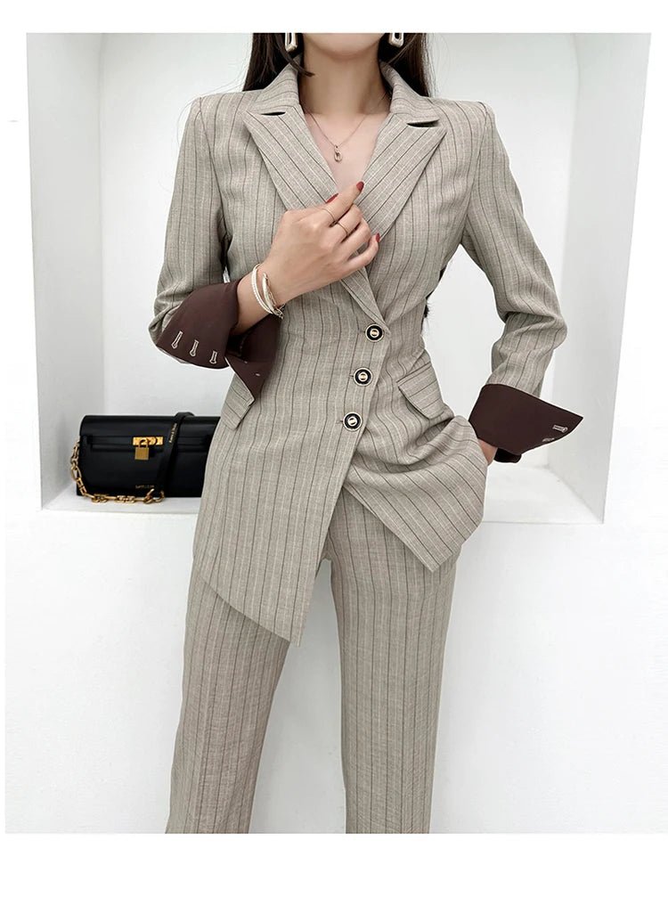 H Han Queen Autumn Winner Formal New Two Piece Set 2024 Elegant Long Sleeve Suit Jacket & Pants Sets Korean Casual Women's Suits - T&NLIFESTYLE H Han Queen Autumn Winner Formal New Two Piece Set 2024 Elegant Long Sleeve Suit Jacket & Pants Sets Korean Casual Women's Suits