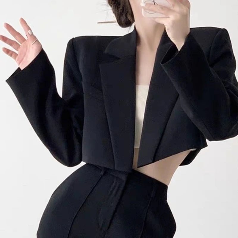 Fashion Women Short Blazer White Basic Jackets Top Elegant Solid Long Sleeve Open Front Coats Casual Short Outwear Office Coat - T&NLIFESTYLE Fashion Women Short Blazer White Basic Jackets Top Elegant Solid Long Sleeve Open Front Coats Casual Short Outwear Office Coat