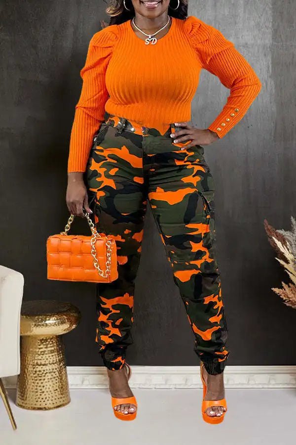 CM.YAYA Women’s Camouflage Printed Slim Cargo Pants 2024 Spring/Summer Pocket Jogger Street Fashion Safari Trousers - T&NLIFESTYLE CM.YAYA Women’s Camouflage Printed Slim Cargo Pants 2024 Spring/Summer Pocket Jogger Street Fashion Safari Trousers