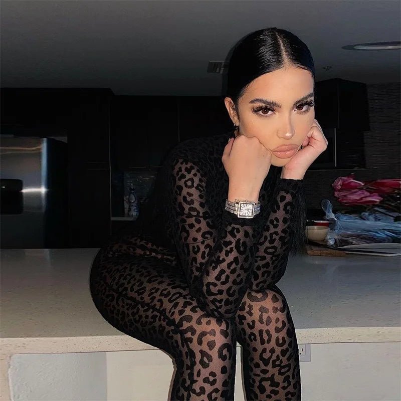 2026 Animal Instinct Mesh Bodystocking Leopard See Through Velour Long Sleeve Rompers Womens Jumpsuit Sexy Midnight Clubwear - T&NLIFESTYLE 2026 Animal Instinct Mesh Bodystocking Leopard See Through Velour Long Sleeve Rompers Womens Jumpsuit Sexy Midnight Clubwear