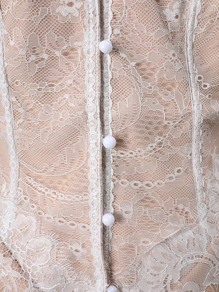 DEAT Fashion White Lace Patchwork Blazer Women's Notched Collar Slim Fit Long Sleeves Single Breasted Suit Jacket New Tide - T&NLIFESTYLE DEAT Fashion White Lace Patchwork Blazer Women's Notched Collar Slim Fit Long Sleeves Single Breasted Suit Jacket New Tide