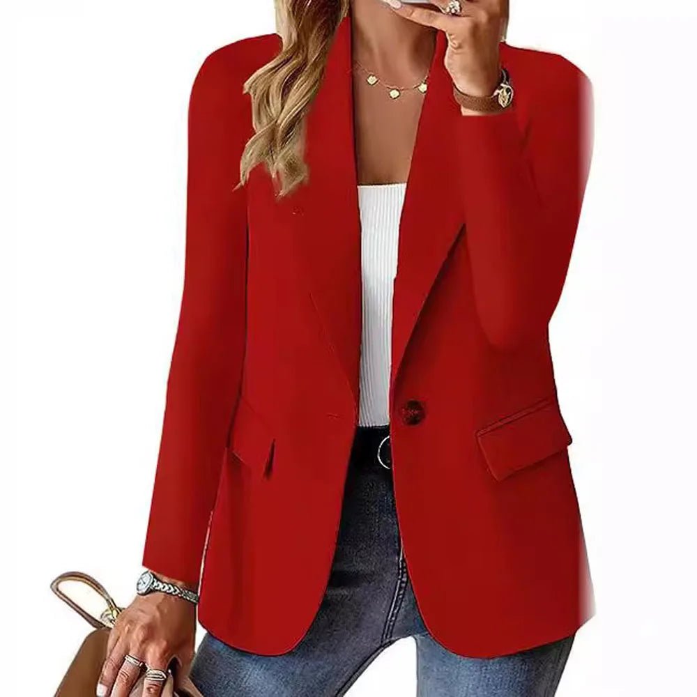 Women OL Blazer Spring Autumn Female One Button Long Sleeve Solid Slim Workwear Business Blazer Coats OUFY - 3008 - T&NLIFESTYLE Women OL Blazer Spring Autumn Female One Button Long Sleeve Solid Slim Workwear Business Blazer Coats OUFY - 3008