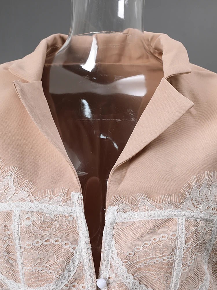 DEAT Fashion White Lace Patchwork Blazer Women's Notched Collar Slim Fit Long Sleeves Single Breasted Suit Jacket New Tide - T&NLIFESTYLE DEAT Fashion White Lace Patchwork Blazer Women's Notched Collar Slim Fit Long Sleeves Single Breasted Suit Jacket New Tide