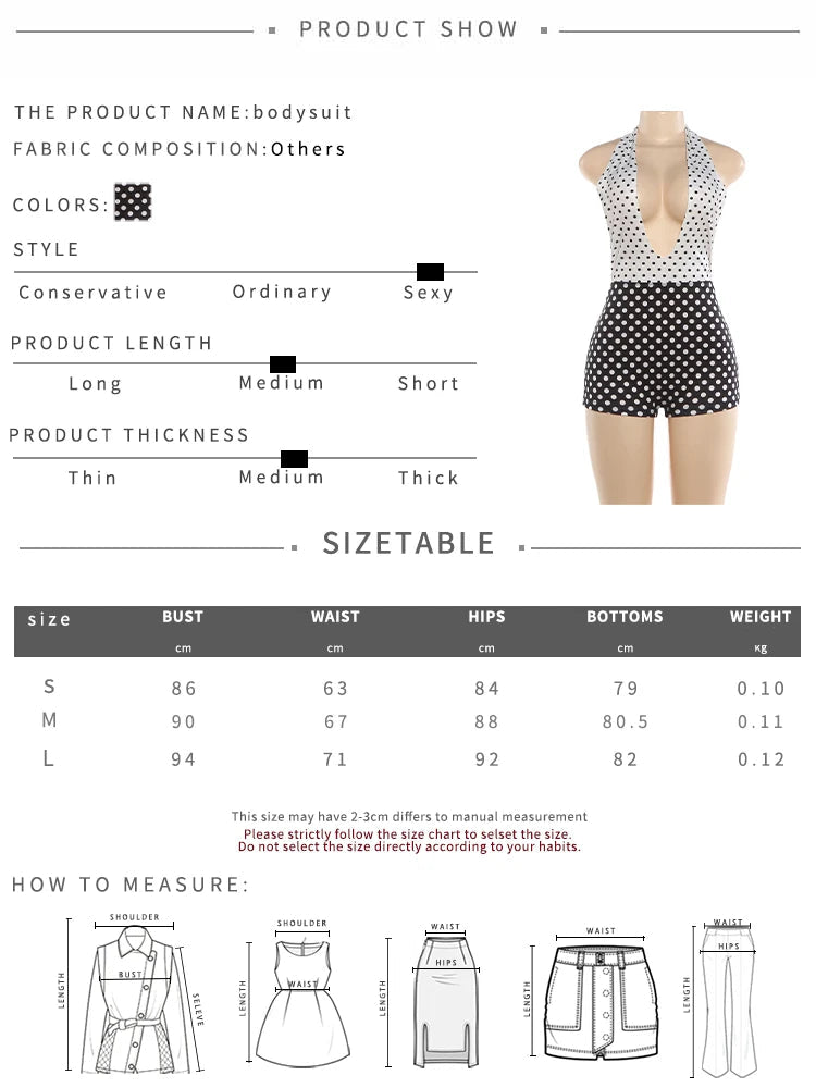 Cutenew Polka Dots Print Playsuit Woman Halter Backless Patchwork Skinny 2026 Summer Trend Street Sexy Skinny Stretch Rompers - T&NLIFESTYLE Cutenew Polka Dots Print Playsuit Woman Halter Backless Patchwork Skinny 2026 Summer Trend Street Sexy Skinny Stretch Rompers