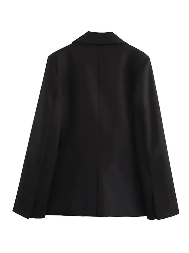 Retro Fashion Black Commute Professional Blazer Coats Deep V Shoulder Pads Suit Coat Jacket Women Waist Cinched Office Outwear - T&NLIFESTYLE Retro Fashion Black Commute Professional Blazer Coats Deep V Shoulder Pads Suit Coat Jacket Women Waist Cinched Office Outwear