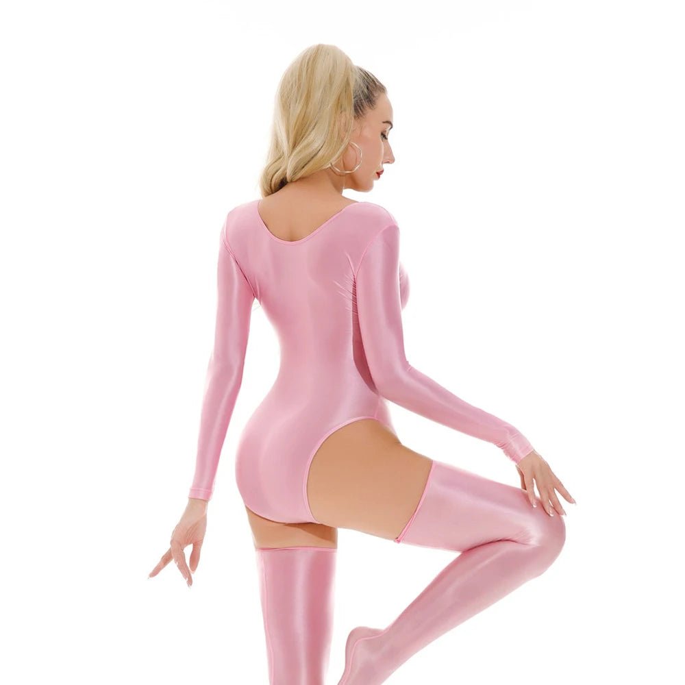 Sexy Women Candy Color High Cut Bodysuit Elastic Dance Tights Smooth Longsleeve Yoga Shapping Leotard One Pieces Thong - T&NLIFESTYLE Sexy Women Candy Color High Cut Bodysuit Elastic Dance Tights Smooth Longsleeve Yoga Shapping Leotard One Pieces Thong