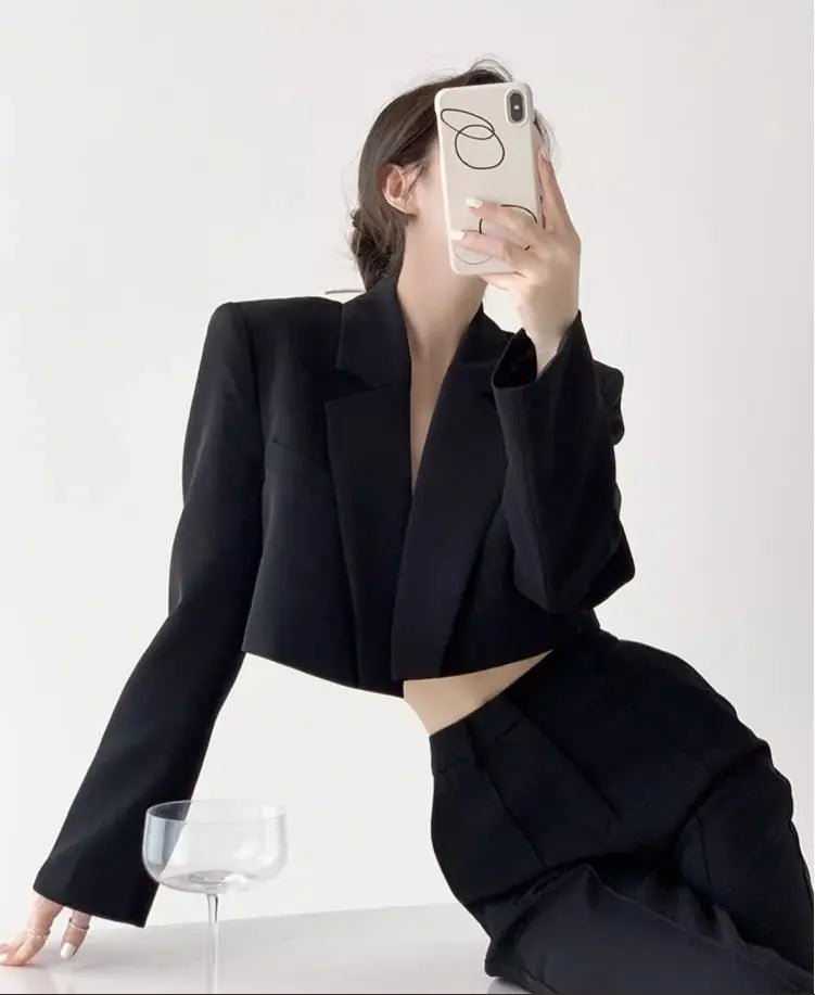Fashion Women Short Blazer White Basic Jackets Top Elegant Solid Long Sleeve Open Front Coats Casual Short Outwear Office Coat - T&NLIFESTYLE Fashion Women Short Blazer White Basic Jackets Top Elegant Solid Long Sleeve Open Front Coats Casual Short Outwear Office Coat