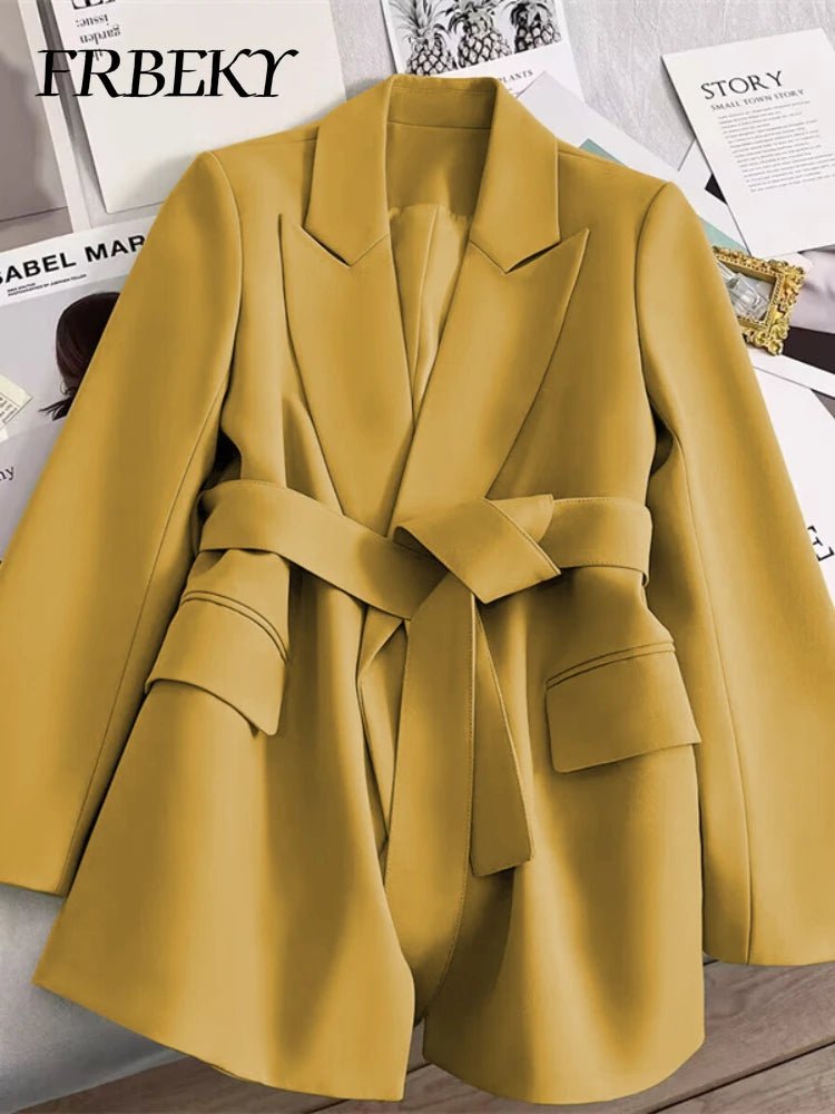 Elegant Blazer Woman Spring New Solid Color Tie Suit Jacket Temperament Korean Version of The Casual Trend Suit Woman Clothing - T&NLIFESTYLE Elegant Blazer Woman Spring New Solid Color Tie Suit Jacket Temperament Korean Version of The Casual Trend Suit Woman Clothing
