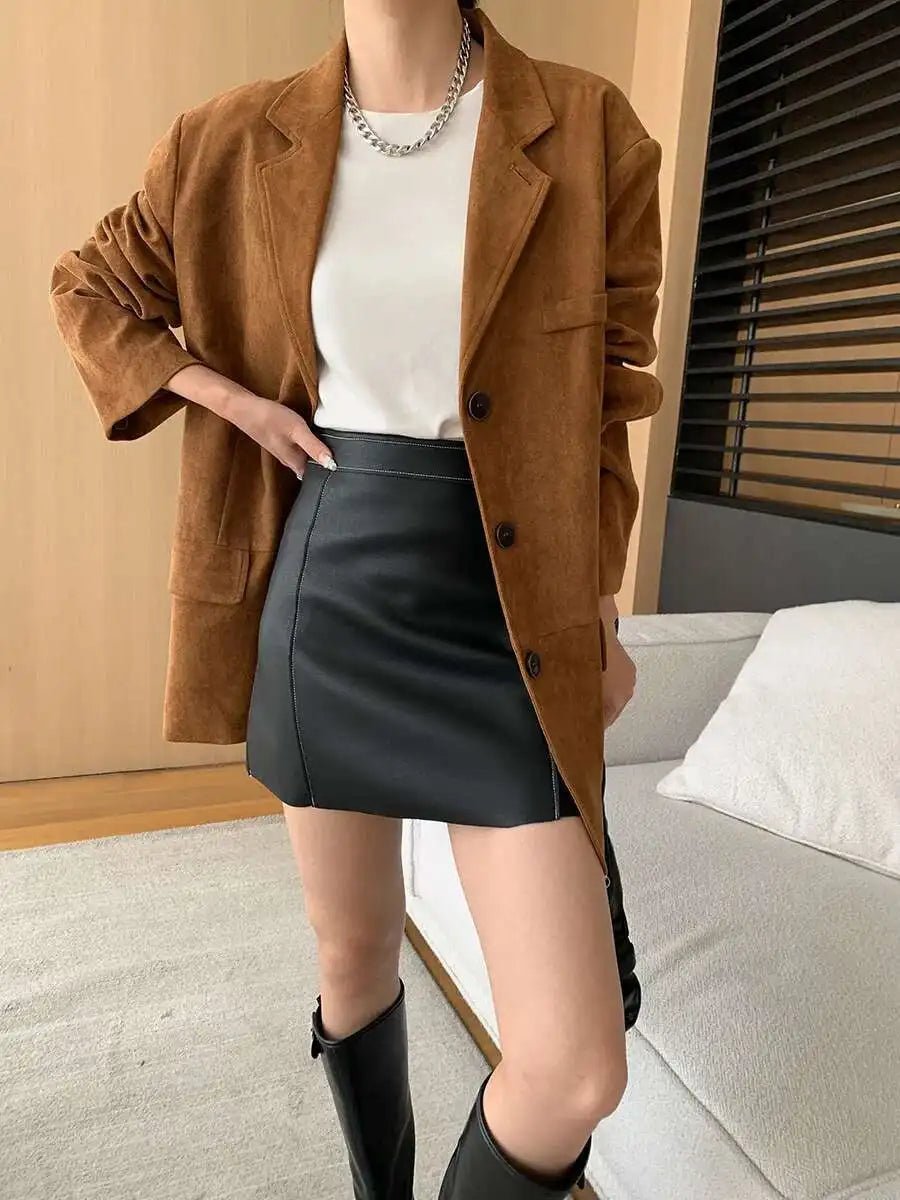 [LANMREM] Vintage Blazers For Women Notched Single Breasted Long Sleeve Office Lady Loose Jackets 2025 Autumn New 26D9821 - T&NLIFESTYLE [LANMREM] Vintage Blazers For Women Notched Single Breasted Long Sleeve Office Lady Loose Jackets 2025 Autumn New 26D9821