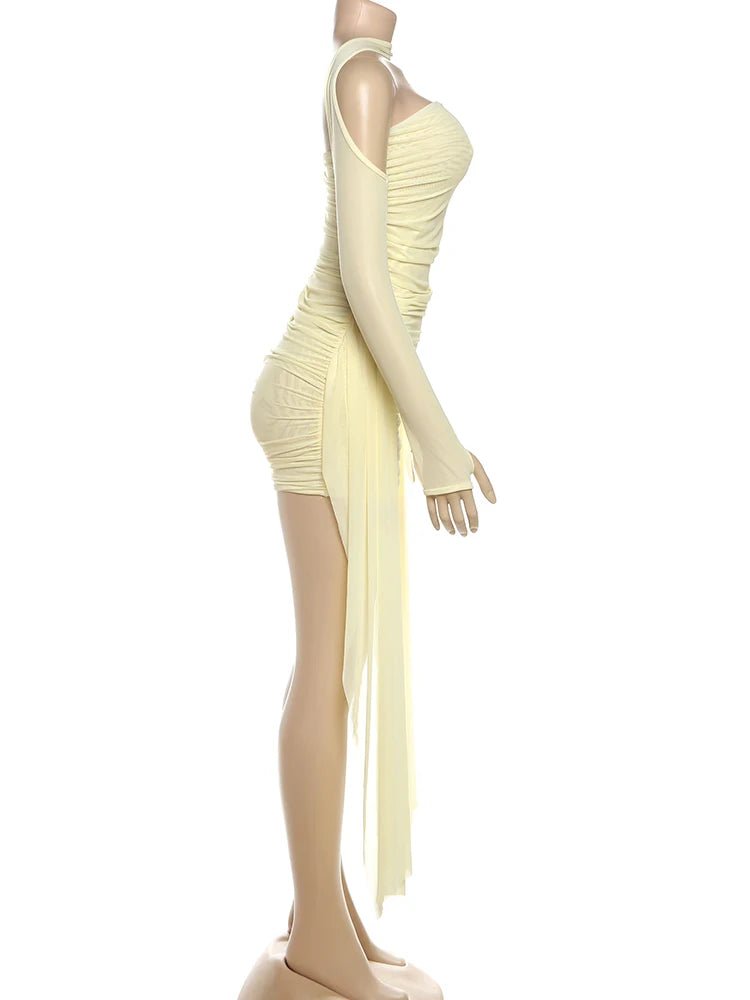 Weird Puss Sexy See Through Dress+Shawl Women Ruched Side Ribbon Coquette Skinny Midnight Clubwear Summer Vacation Party Bodycon - T&NLIFESTYLE Weird Puss Sexy See Through Dress+Shawl Women Ruched Side Ribbon Coquette Skinny Midnight Clubwear Summer Vacation Party Bodycon