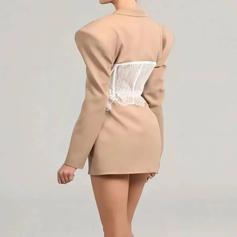 DEAT Fashion White Lace Patchwork Blazer Women's Notched Collar Slim Fit Long Sleeves Single Breasted Suit Jacket New Tide - T&NLIFESTYLE DEAT Fashion White Lace Patchwork Blazer Women's Notched Collar Slim Fit Long Sleeves Single Breasted Suit Jacket New Tide