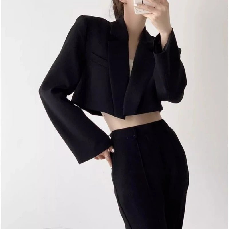 Fashion Women Short Blazer White Basic Jackets Top Elegant Solid Long Sleeve Open Front Coats Casual Short Outwear Office Coat - T&NLIFESTYLE Fashion Women Short Blazer White Basic Jackets Top Elegant Solid Long Sleeve Open Front Coats Casual Short Outwear Office Coat