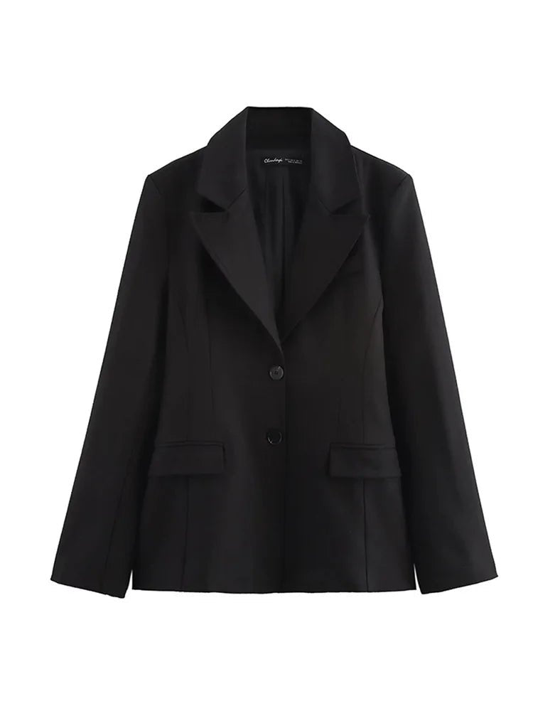 Retro Fashion Black Commute Professional Blazer Coats Deep V Shoulder Pads Suit Coat Jacket Women Waist Cinched Office Outwear - T&NLIFESTYLE Retro Fashion Black Commute Professional Blazer Coats Deep V Shoulder Pads Suit Coat Jacket Women Waist Cinched Office Outwear