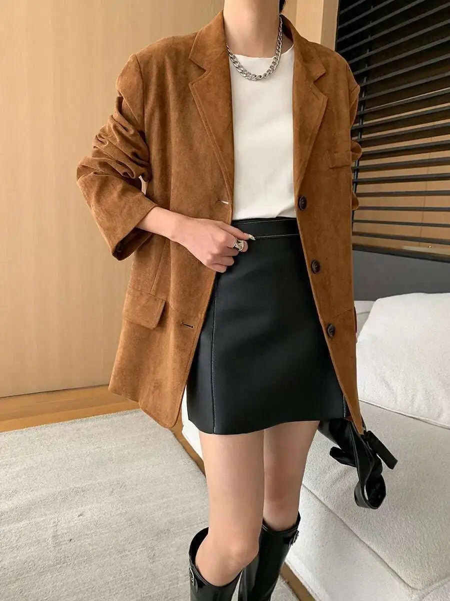 [LANMREM] Vintage Blazers For Women Notched Single Breasted Long Sleeve Office Lady Loose Jackets 2025 Autumn New 26D9821 - T&NLIFESTYLE [LANMREM] Vintage Blazers For Women Notched Single Breasted Long Sleeve Office Lady Loose Jackets 2025 Autumn New 26D9821