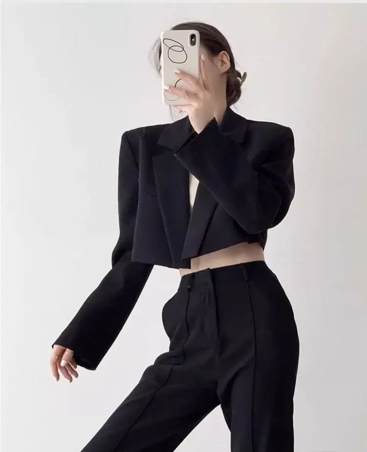Fashion Women Short Blazer White Basic Jackets Top Elegant Solid Long Sleeve Open Front Coats Casual Short Outwear Office Coat - T&NLIFESTYLE Fashion Women Short Blazer White Basic Jackets Top Elegant Solid Long Sleeve Open Front Coats Casual Short Outwear Office Coat