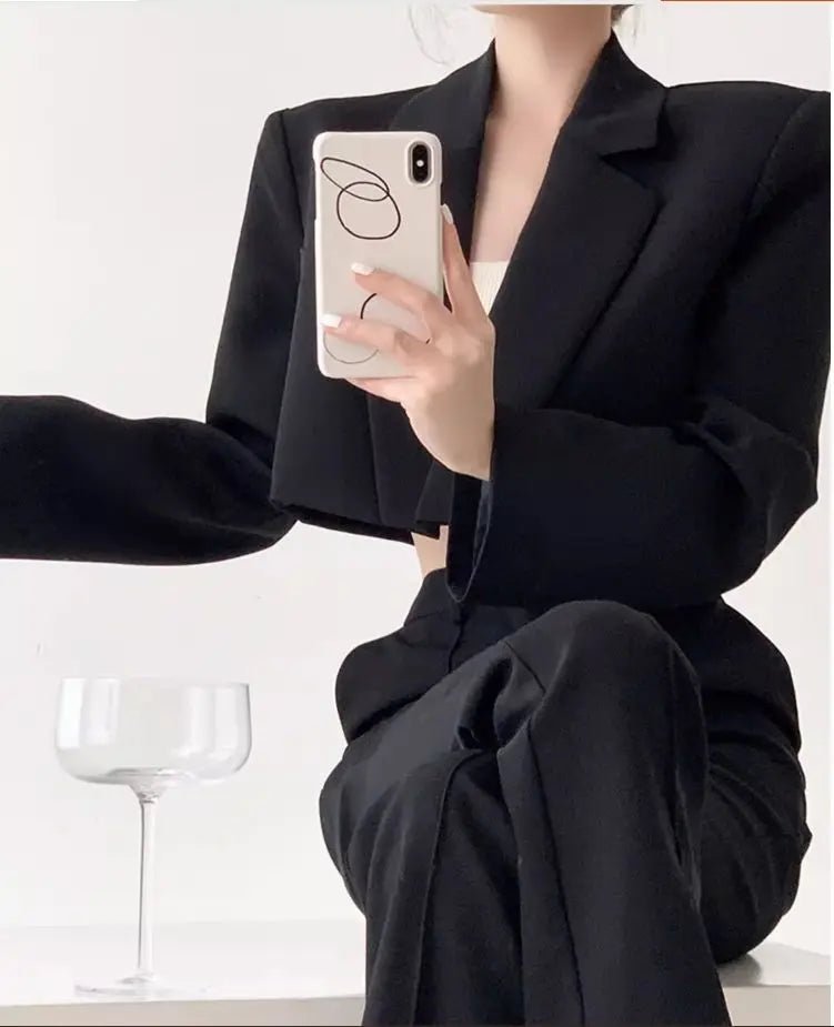 Fashion Women Short Blazer White Basic Jackets Top Elegant Solid Long Sleeve Open Front Coats Casual Short Outwear Office Coat - T&NLIFESTYLE Fashion Women Short Blazer White Basic Jackets Top Elegant Solid Long Sleeve Open Front Coats Casual Short Outwear Office Coat