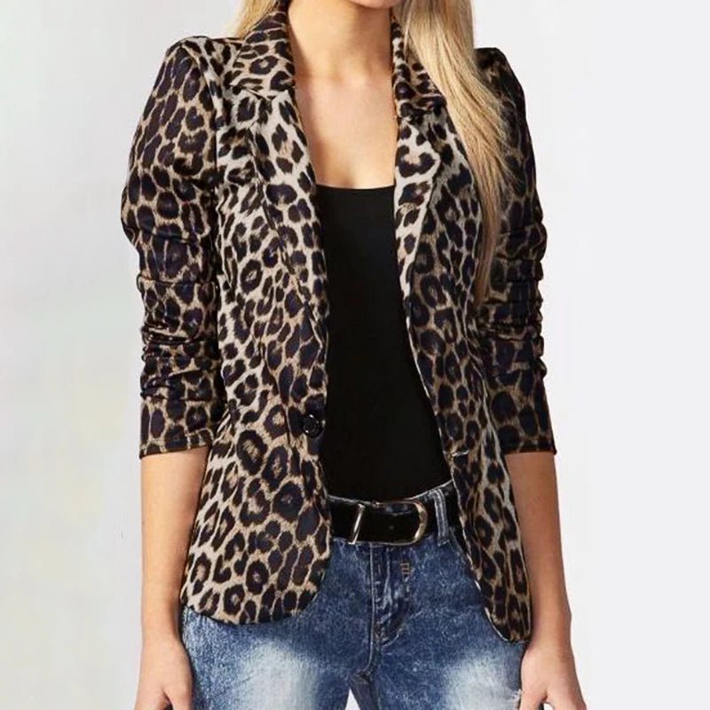 ZANZEA Leopard Print Lightweight Blazer for Women Autumn Notched Lapel Long Sleeve with Shoulder Pad Woman Commute Outerwear - T&NLIFESTYLE ZANZEA Leopard Print Lightweight Blazer for Women Autumn Notched Lapel Long Sleeve with Shoulder Pad Woman Commute Outerwear