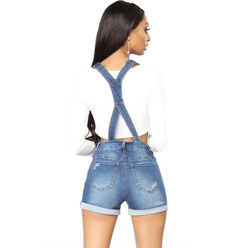 Short Denim Overalls Women Hole Jumpsuit High Waist Casual Jeans Playsuit Washed Salopette Straps 2019 Summer Romper - T&NLIFESTYLE Short Denim Overalls Women Hole Jumpsuit High Waist Casual Jeans Playsuit Washed Salopette Straps 2019 Summer Romper