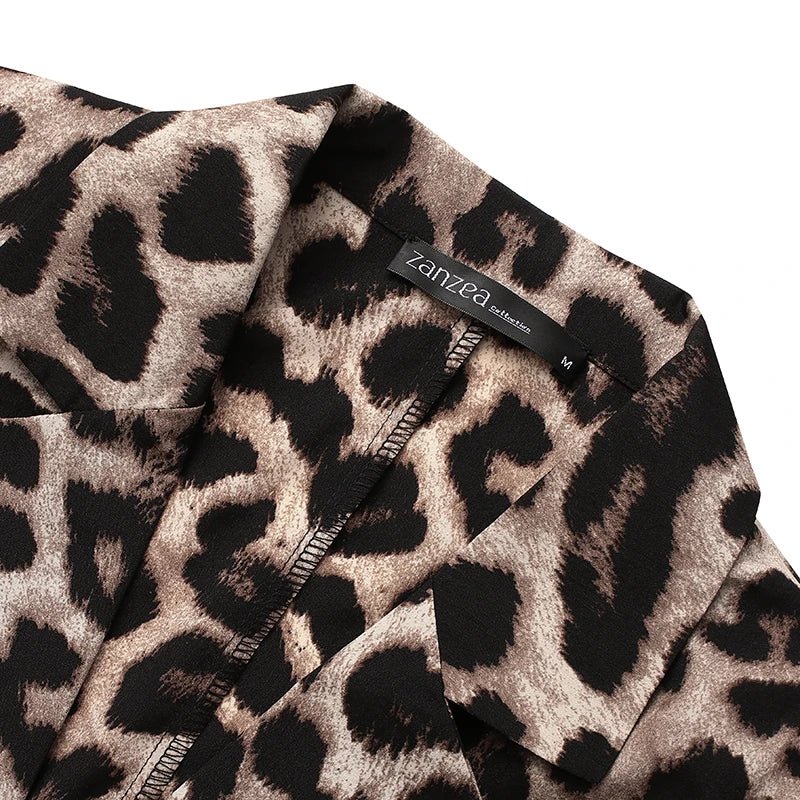 ZANZEA Leopard Print Lightweight Blazer for Women Autumn Notched Lapel Long Sleeve with Shoulder Pad Woman Commute Outerwear - T&NLIFESTYLE ZANZEA Leopard Print Lightweight Blazer for Women Autumn Notched Lapel Long Sleeve with Shoulder Pad Woman Commute Outerwear