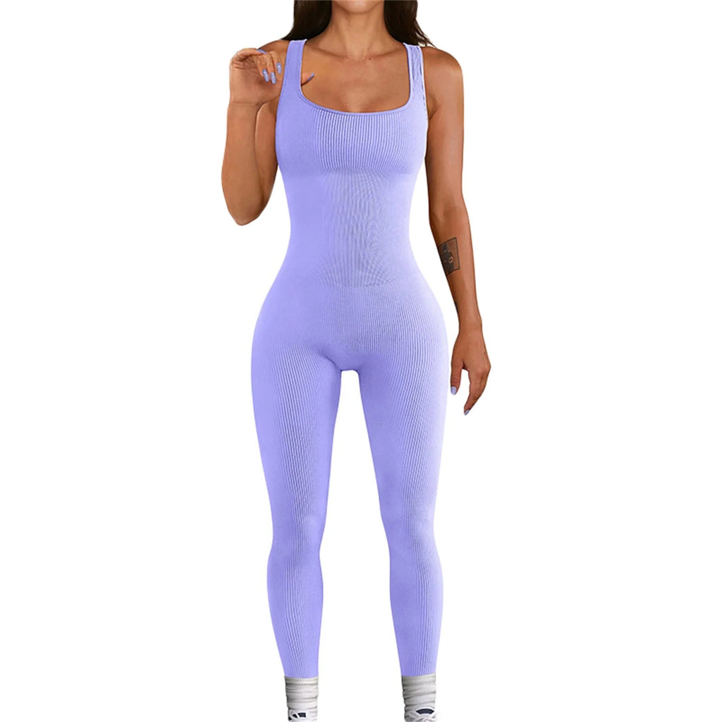 Women Sleeveless Bodycon Jumpsuit Summer Solid Color U - neck Romper Pants Streetwear Clubwear - T&NLIFESTYLE Women Sleeveless Bodycon Jumpsuit Summer Solid Color U - neck Romper Pants Streetwear Clubwear