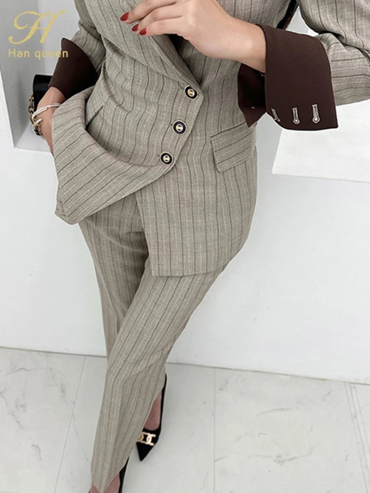 H Han Queen Autumn Winner Formal New Two Piece Set 2024 Elegant Long Sleeve Suit Jacket & Pants Sets Korean Casual Women's Suits - T&NLIFESTYLE H Han Queen Autumn Winner Formal New Two Piece Set 2024 Elegant Long Sleeve Suit Jacket & Pants Sets Korean Casual Women's Suits