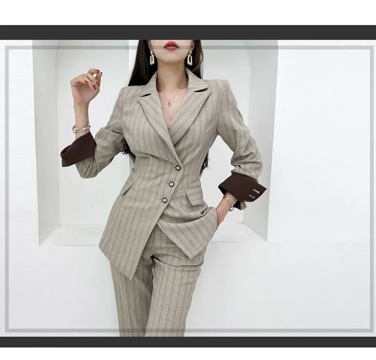H Han Queen Autumn Winner Formal New Two Piece Set 2024 Elegant Long Sleeve Suit Jacket & Pants Sets Korean Casual Women's Suits - T&NLIFESTYLE H Han Queen Autumn Winner Formal New Two Piece Set 2024 Elegant Long Sleeve Suit Jacket & Pants Sets Korean Casual Women's Suits