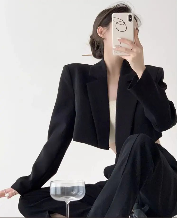 Fashion Women Short Blazer White Basic Jackets Top Elegant Solid Long Sleeve Open Front Coats Casual Short Outwear Office Coat - T&NLIFESTYLE Fashion Women Short Blazer White Basic Jackets Top Elegant Solid Long Sleeve Open Front Coats Casual Short Outwear Office Coat