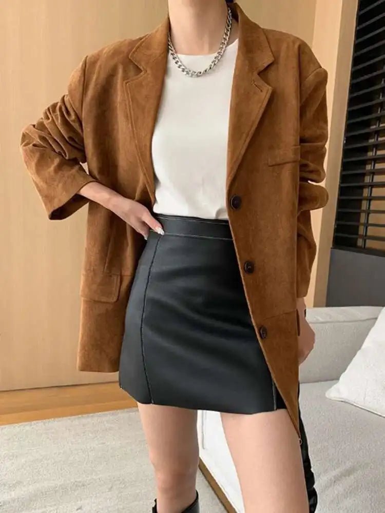 [LANMREM] Vintage Blazers For Women Notched Single Breasted Long Sleeve Office Lady Loose Jackets 2025 Autumn New 26D9821 - T&NLIFESTYLE [LANMREM] Vintage Blazers For Women Notched Single Breasted Long Sleeve Office Lady Loose Jackets 2025 Autumn New 26D9821