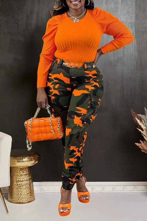 CM.YAYA Women’s Camouflage Printed Slim Cargo Pants 2024 Spring/Summer Pocket Jogger Street Fashion Safari Trousers - T&NLIFESTYLE CM.YAYA Women’s Camouflage Printed Slim Cargo Pants 2024 Spring/Summer Pocket Jogger Street Fashion Safari Trousers
