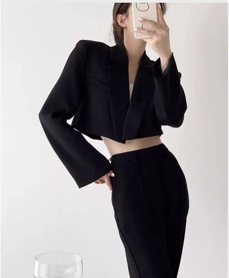 Fashion Women Short Blazer White Basic Jackets Top Elegant Solid Long Sleeve Open Front Coats Casual Short Outwear Office Coat - T&NLIFESTYLE Fashion Women Short Blazer White Basic Jackets Top Elegant Solid Long Sleeve Open Front Coats Casual Short Outwear Office Coat