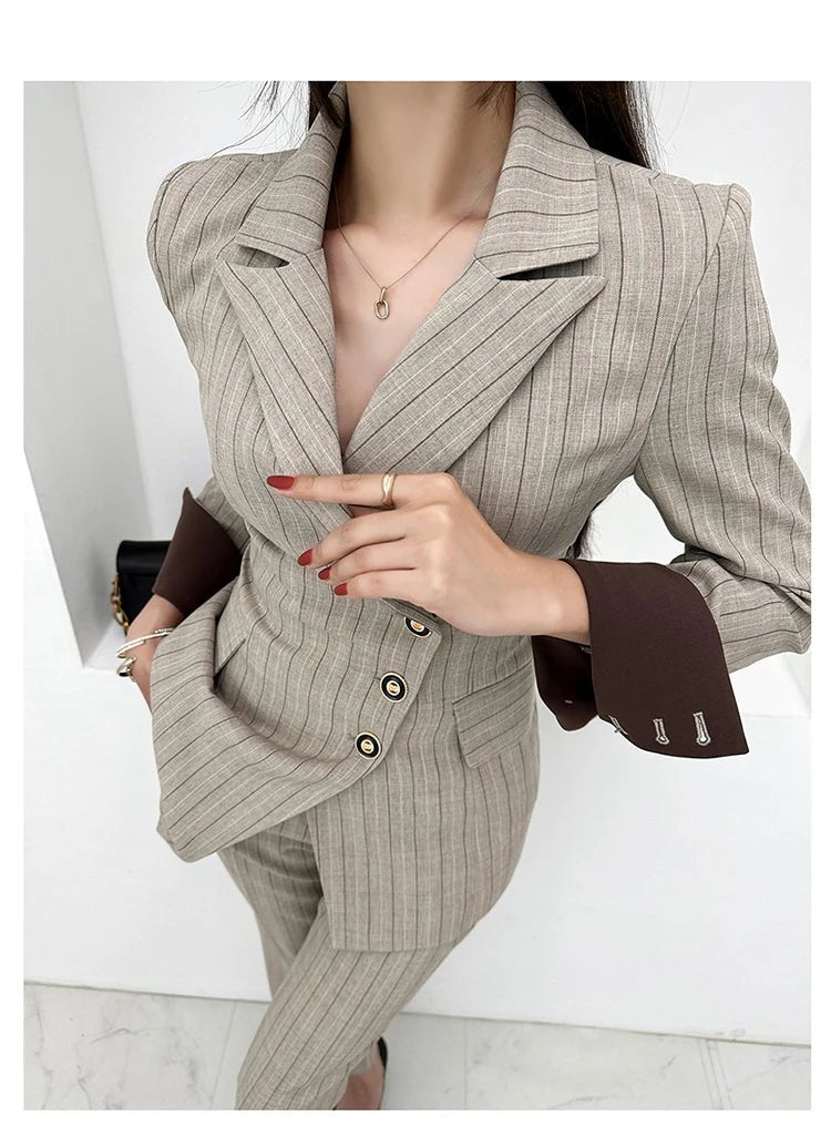 H Han Queen Autumn Winner Formal New Two Piece Set 2024 Elegant Long Sleeve Suit Jacket & Pants Sets Korean Casual Women's Suits - T&NLIFESTYLE H Han Queen Autumn Winner Formal New Two Piece Set 2024 Elegant Long Sleeve Suit Jacket & Pants Sets Korean Casual Women's Suits