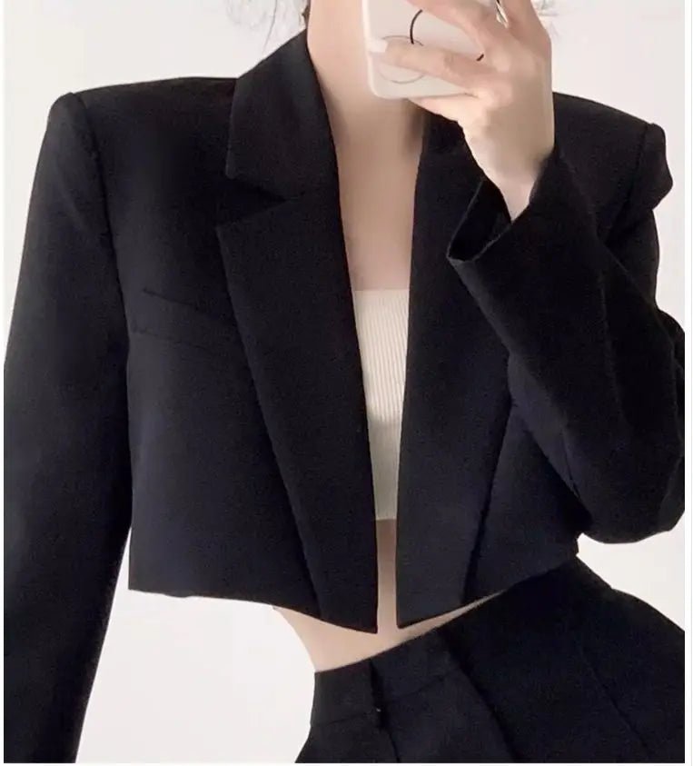 Fashion Women Short Blazer White Basic Jackets Top Elegant Solid Long Sleeve Open Front Coats Casual Short Outwear Office Coat - T&NLIFESTYLE Fashion Women Short Blazer White Basic Jackets Top Elegant Solid Long Sleeve Open Front Coats Casual Short Outwear Office Coat