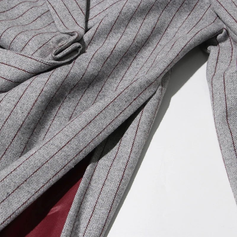 VGH Striped Printing Design Sense Chic Blazer For Women Notched Collar Long Sleeve Spliced Button Slimming Blazer Female Fashion - T&NLIFESTYLE VGH Striped Printing Design Sense Chic Blazer For Women Notched Collar Long Sleeve Spliced Button Slimming Blazer Female Fashion