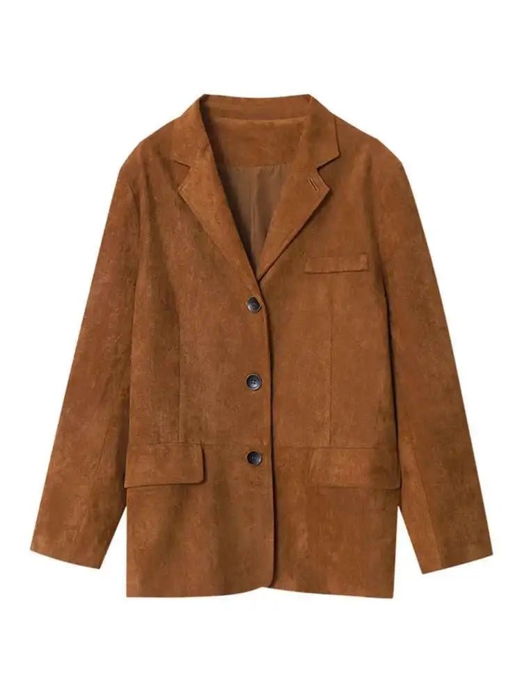 [LANMREM] Vintage Blazers For Women Notched Single Breasted Long Sleeve Office Lady Loose Jackets 2025 Autumn New 26D9821 - T&NLIFESTYLE [LANMREM] Vintage Blazers For Women Notched Single Breasted Long Sleeve Office Lady Loose Jackets 2025 Autumn New 26D9821