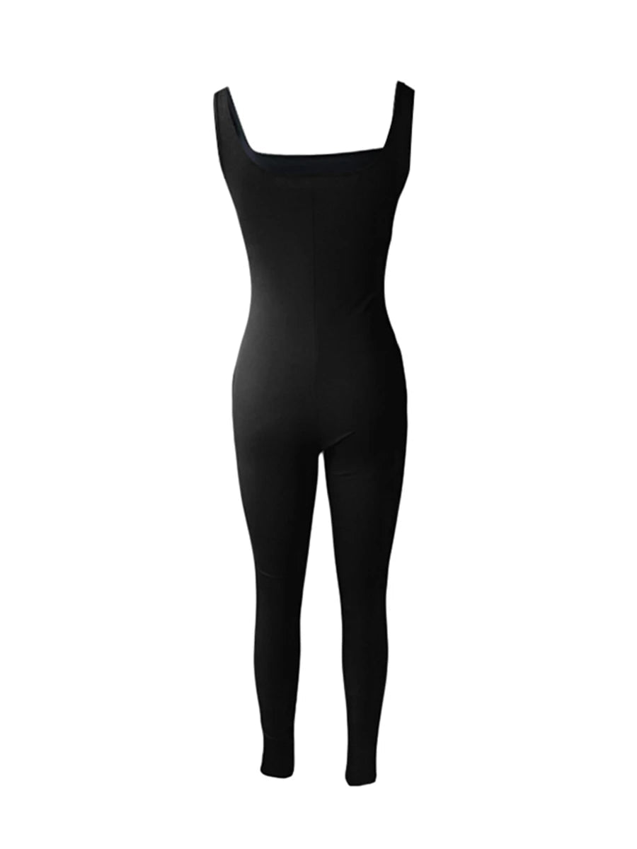 Women Sleeveless Bodycon Jumpsuit Summer Solid Color U - neck Romper Pants Streetwear Clubwear - T&NLIFESTYLE Women Sleeveless Bodycon Jumpsuit Summer Solid Color U - neck Romper Pants Streetwear Clubwear