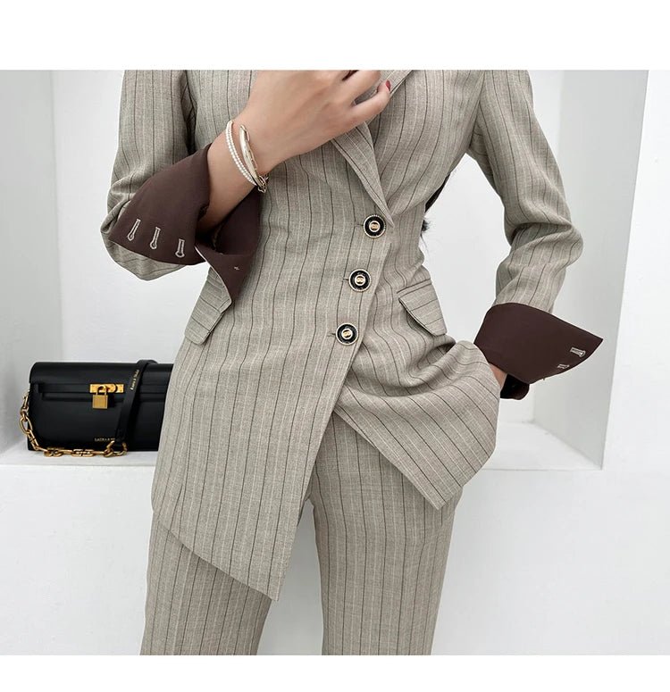 H Han Queen Autumn Winner Formal New Two Piece Set 2024 Elegant Long Sleeve Suit Jacket & Pants Sets Korean Casual Women's Suits - T&NLIFESTYLE H Han Queen Autumn Winner Formal New Two Piece Set 2024 Elegant Long Sleeve Suit Jacket & Pants Sets Korean Casual Women's Suits