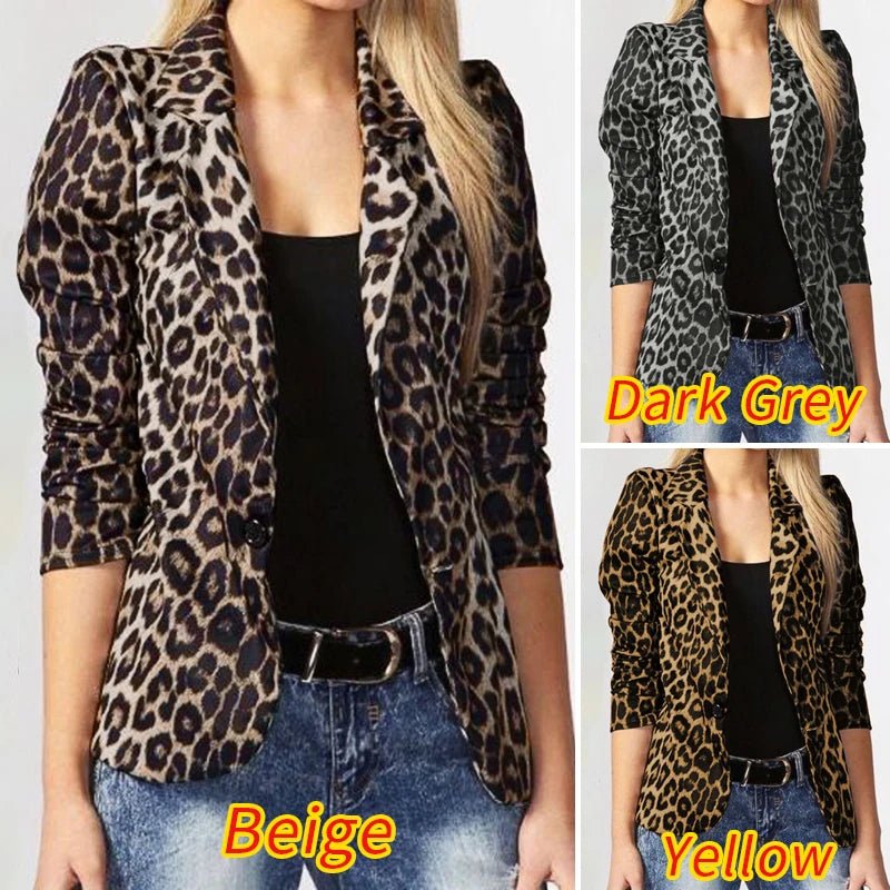 ZANZEA Leopard Print Lightweight Blazer for Women Autumn Notched Lapel Long Sleeve with Shoulder Pad Woman Commute Outerwear - T&NLIFESTYLE ZANZEA Leopard Print Lightweight Blazer for Women Autumn Notched Lapel Long Sleeve with Shoulder Pad Woman Commute Outerwear